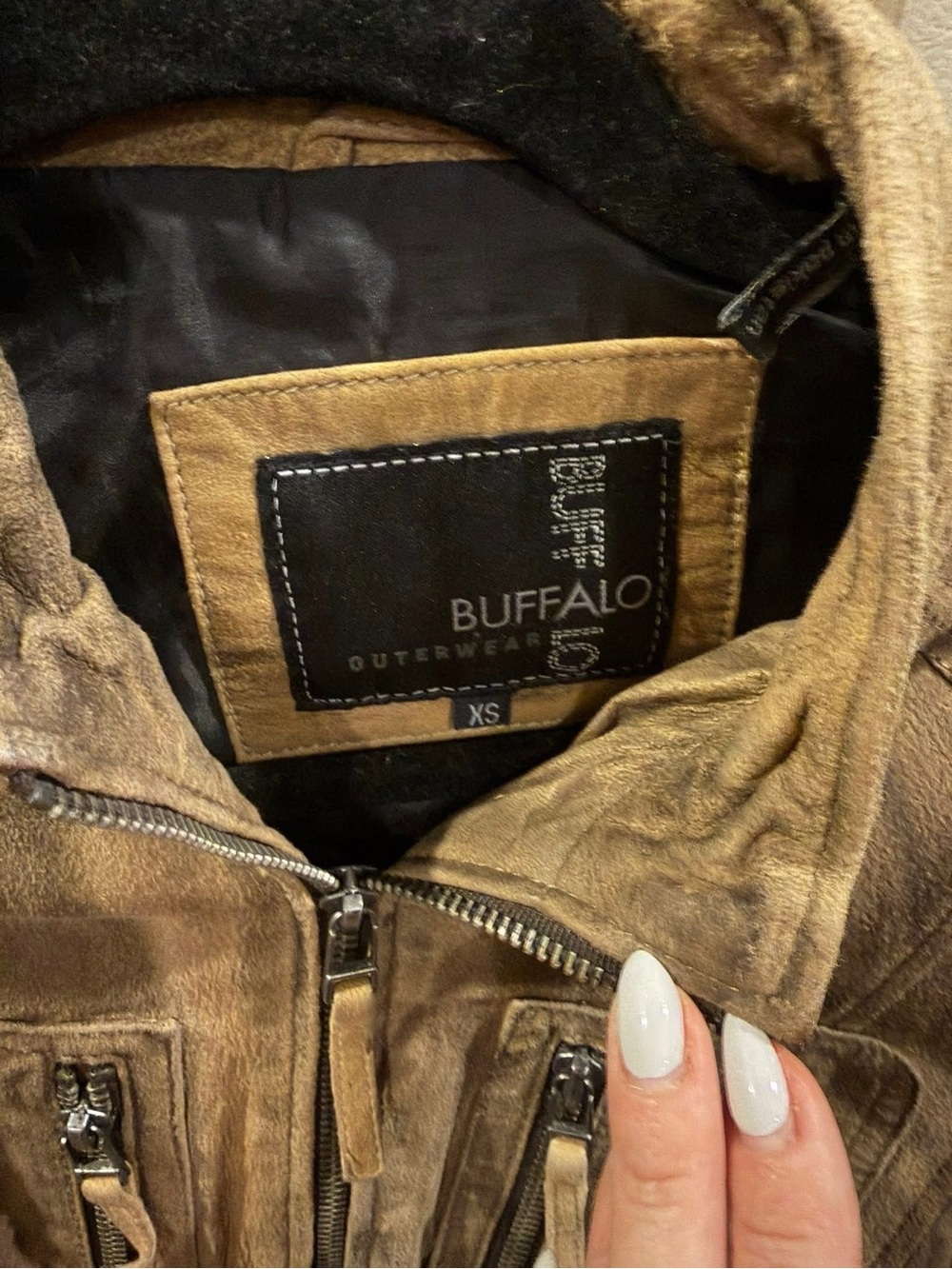 Excellent condition Buffalo David Bitton Distressed Brown Suede Zip Jacket, XS - Picture 5 of 6
